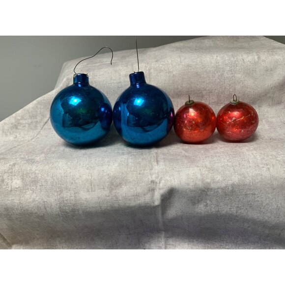 Vintage Glass Christmas Ornaments Set 14 Assorted Colors Sizes - Picture 4 of 8